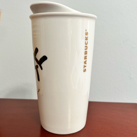 Starbucks 2014 Siren Face Ceramic 12 oz Travel Mug with Lid - Picture 2 of 10